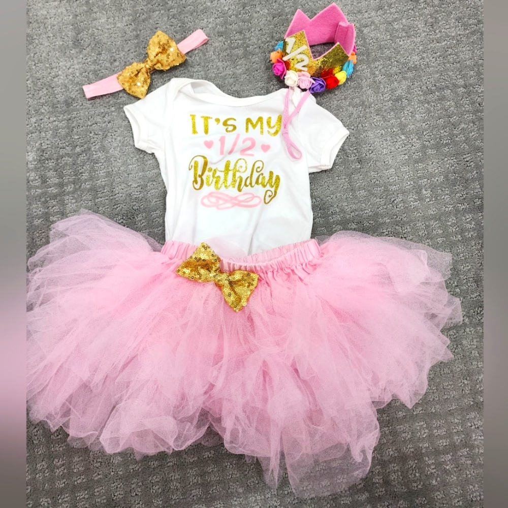Pink and Gold Kids Birthday Matching Set
